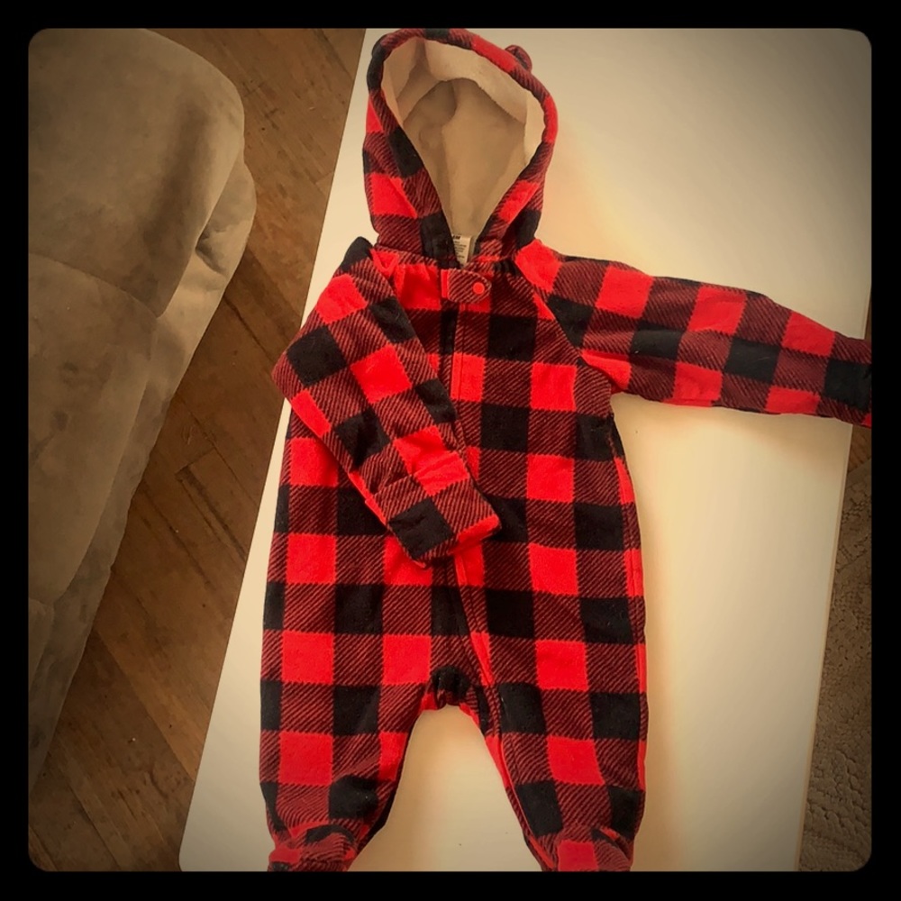 3-6 mnth 1 piece flannel-lined hooded jacket